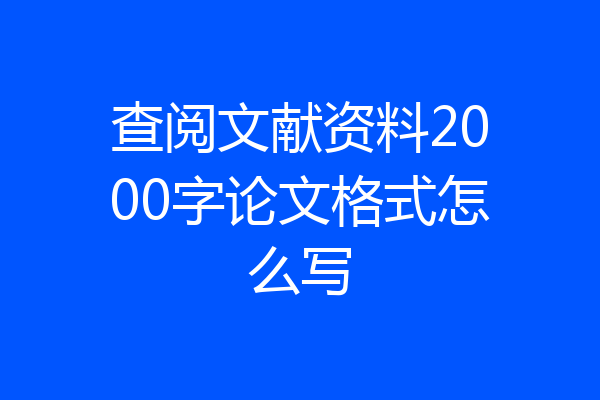 查阅文献资料2000字论文格式怎么写