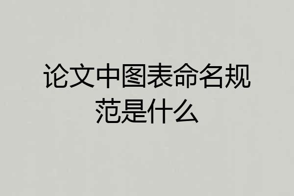 论文中图表命名规范是什么