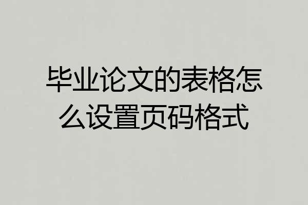 毕业论文的表格怎么设置页码格式