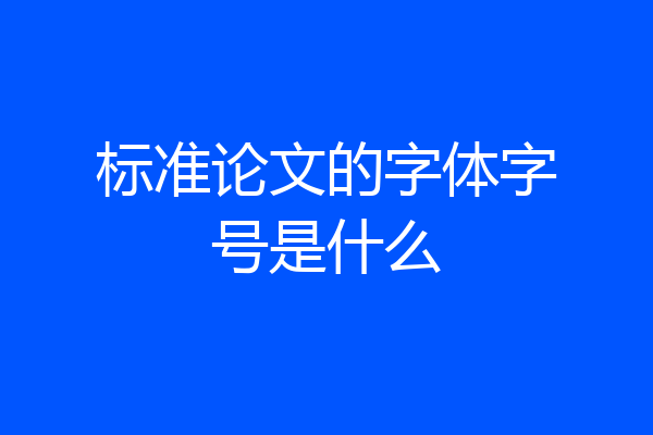 标准论文的字体字号是什么