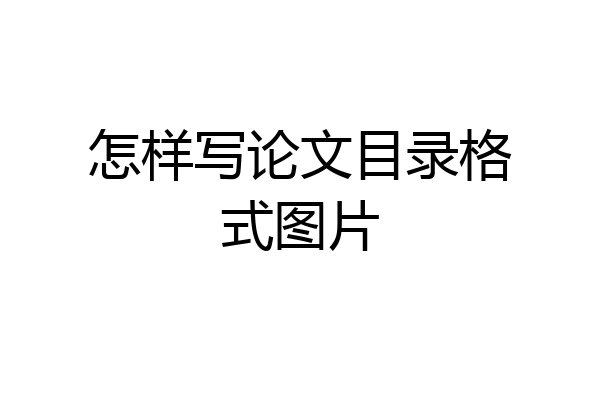 怎样写论文目录格式图片