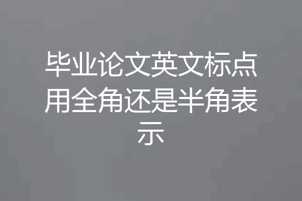 毕业论文英文标点用全角还是半角表示