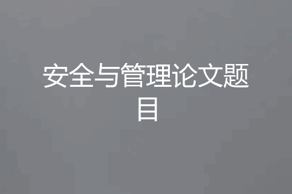 安全与管理论文题目