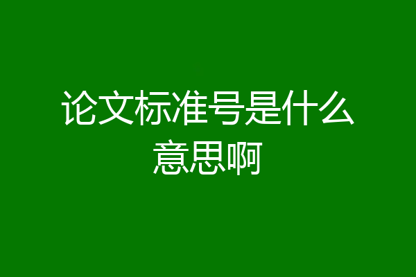 论文标准号是什么意思啊