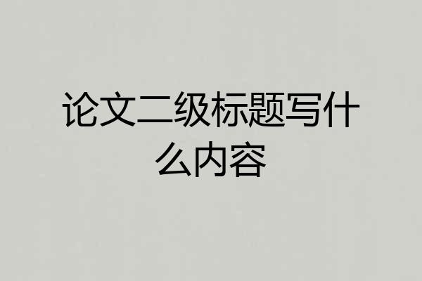 论文二级标题写什么内容