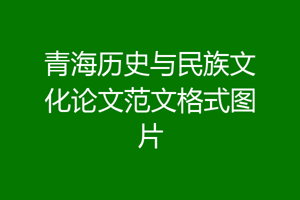 青海历史与民族文化论文范文格式图片