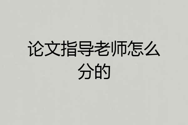 论文指导老师怎么分的