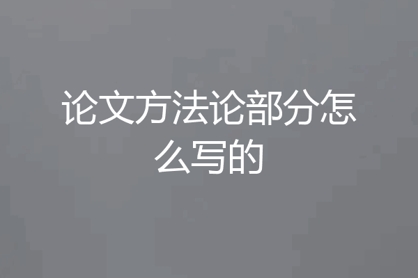 论文方法论部分怎么写的