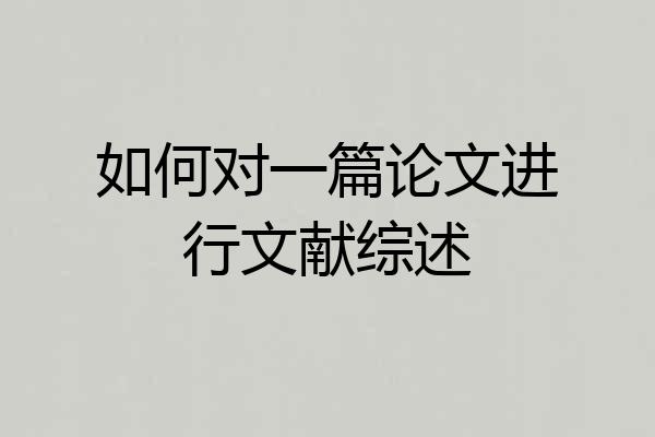 如何对一篇论文进行文献综述
