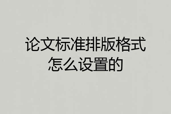 论文标准排版格式怎么设置的