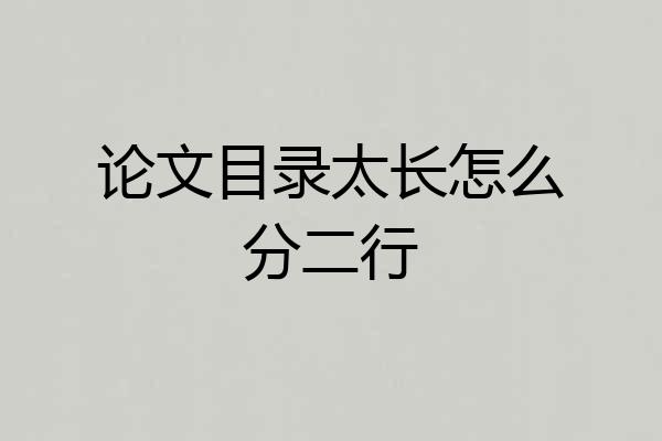论文目录太长怎么分二行