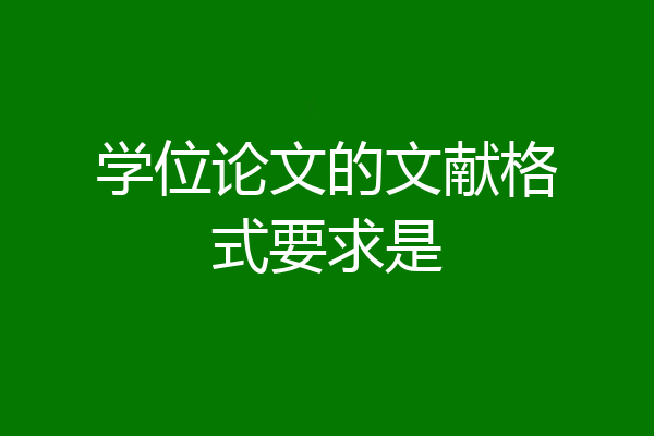 学位论文的文献格式要求是
