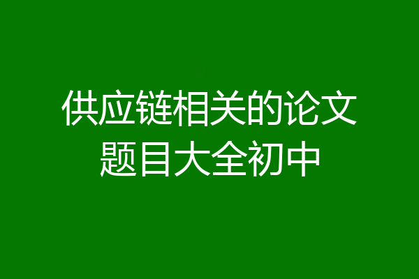供应链相关的论文题目大全初中