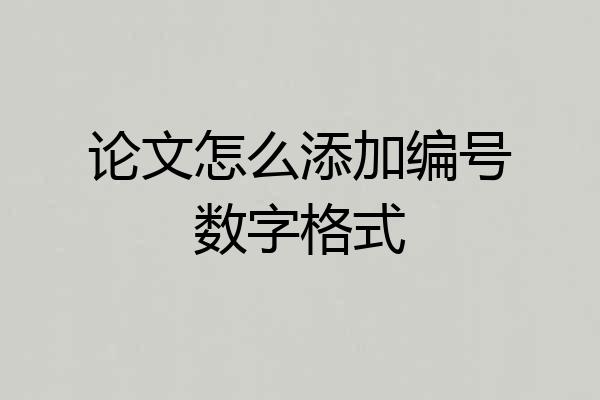 论文怎么添加编号数字格式