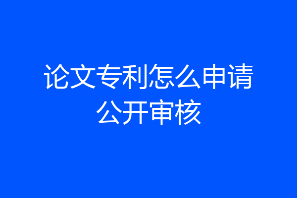 论文专利怎么申请公开审核