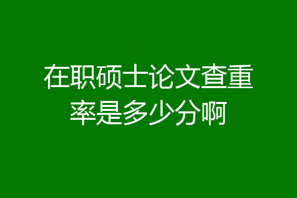 在职硕士论文查重率是多少分啊