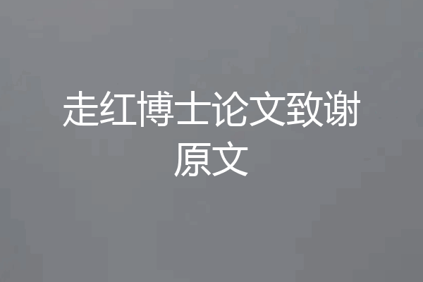走红博士论文致谢原文