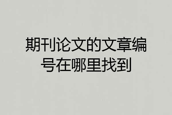 期刊论文的文章编号在哪里找到