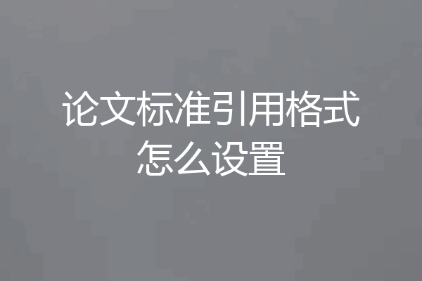 论文标准引用格式怎么设置
