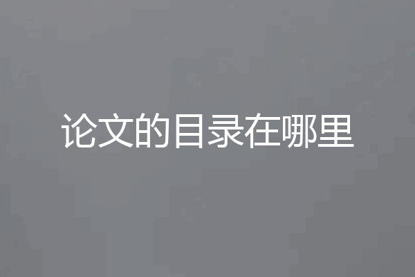论文的目录在哪里