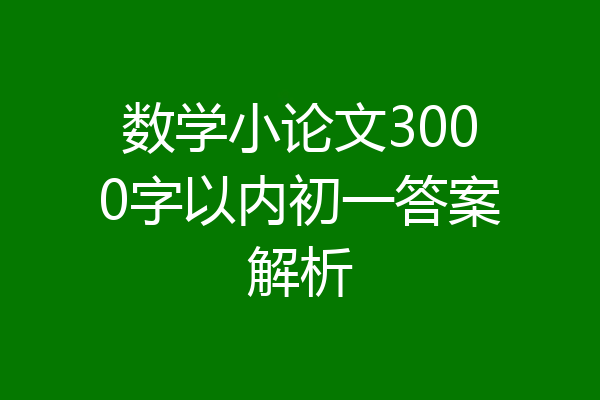 数学小论文3000字以内初一答案解析