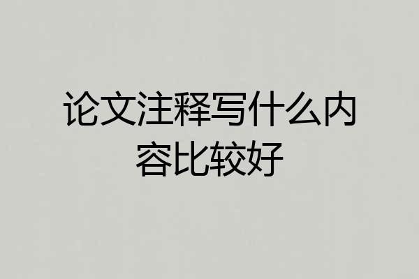 论文注释写什么内容比较好
