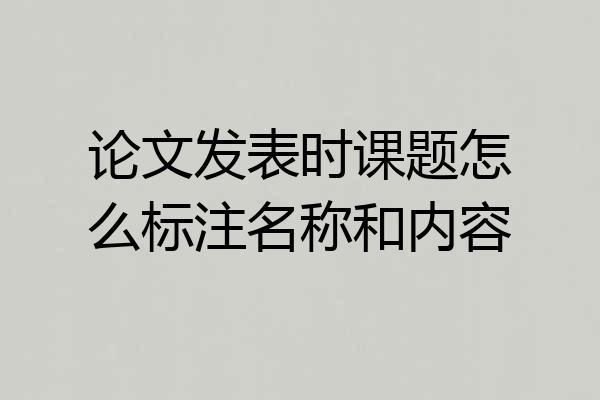 论文发表时课题怎么标注名称和内容