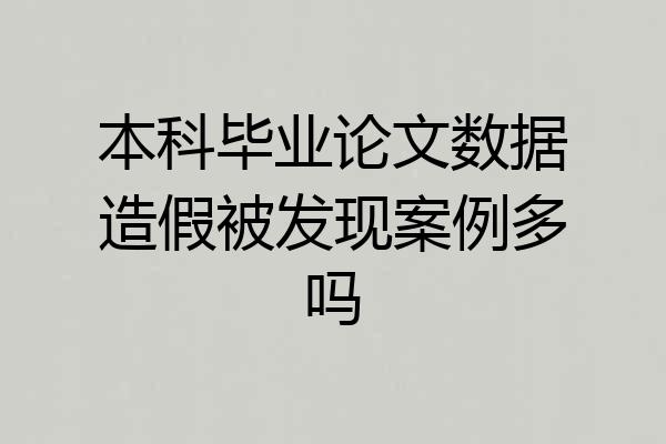 本科毕业论文数据造假被发现案例多吗
