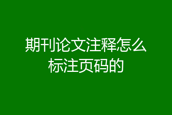 期刊论文注释怎么标注页码的