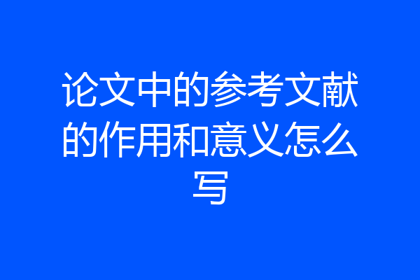 论文中的参考文献的作用和意义怎么写