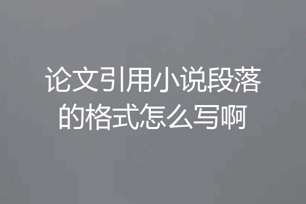 论文引用小说段落的格式怎么写啊