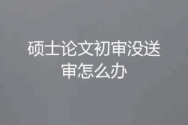 硕士论文初审没送审怎么办