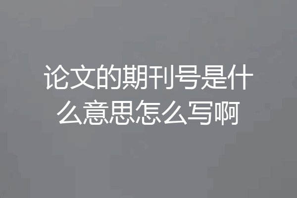 论文的期刊号是什么意思怎么写啊