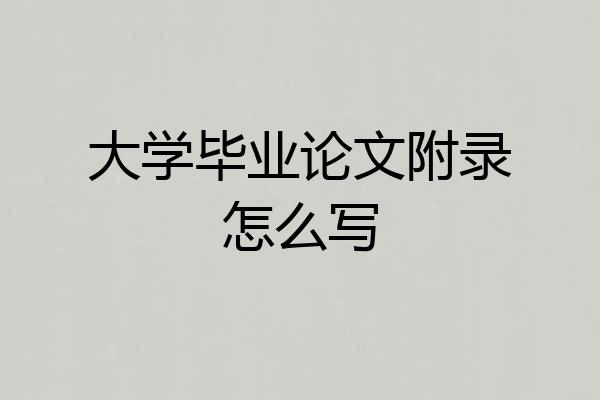 大学毕业论文附录怎么写