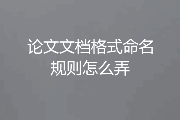 论文文档格式命名规则怎么弄