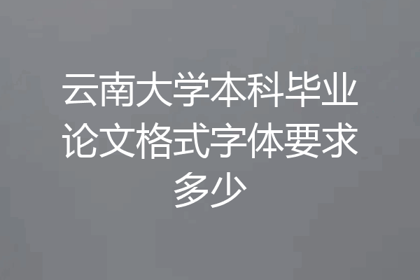 云南大学本科毕业论文格式字体要求多少