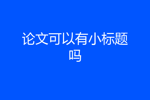 论文可以有小标题吗