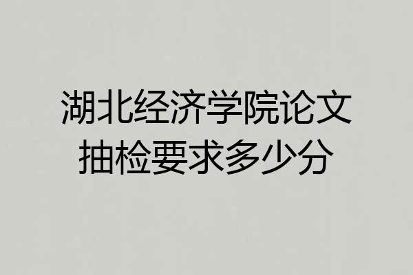 湖北经济学院论文抽检要求多少分