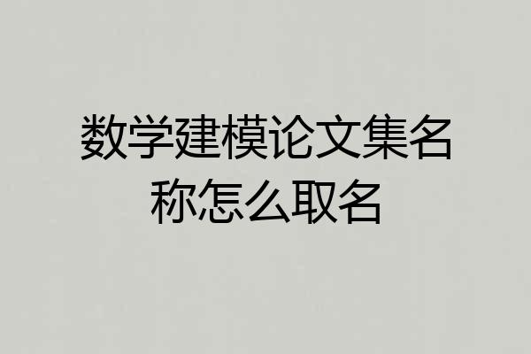 数学建模论文集名称怎么取名