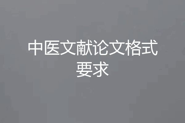 中医文献论文格式要求
