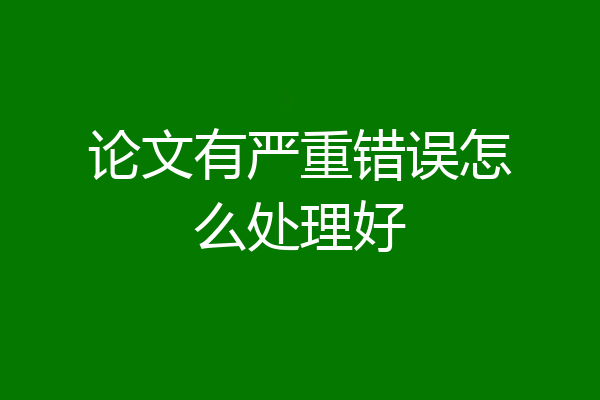 论文有严重错误怎么处理好