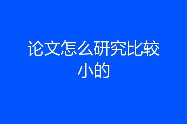 论文怎么研究比较小的