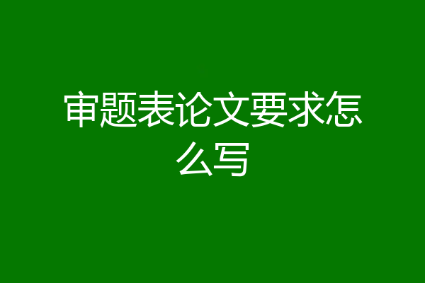 审题表论文要求怎么写