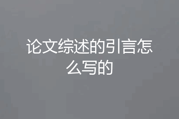 论文综述的引言怎么写的