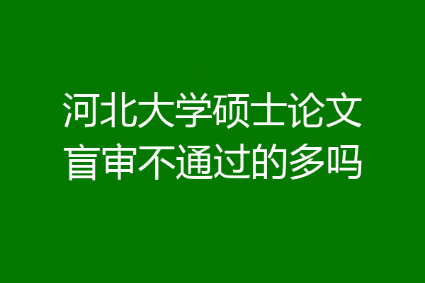 河北大学硕士论文盲审不通过的多吗
