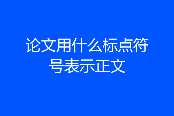 论文用什么标点符号表示正文