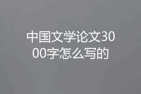 中国文学论文3000字怎么写的