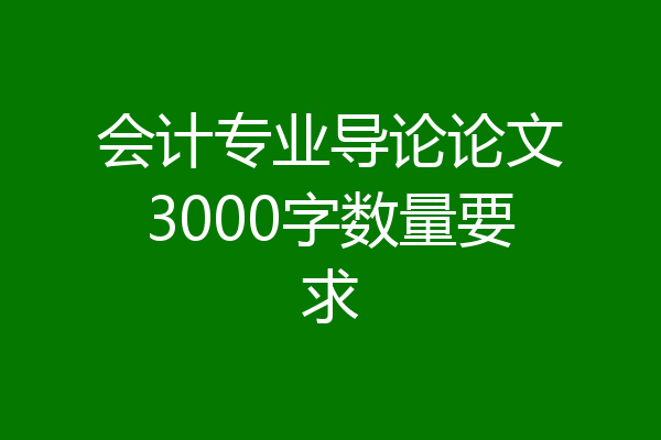 会计专业导论论文3000字数量要求