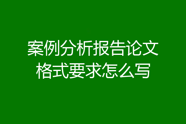 案例分析报告论文格式要求怎么写