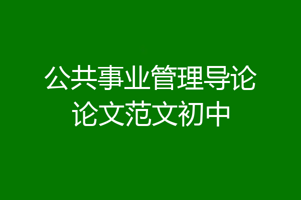 公共事业管理导论论文范文初中